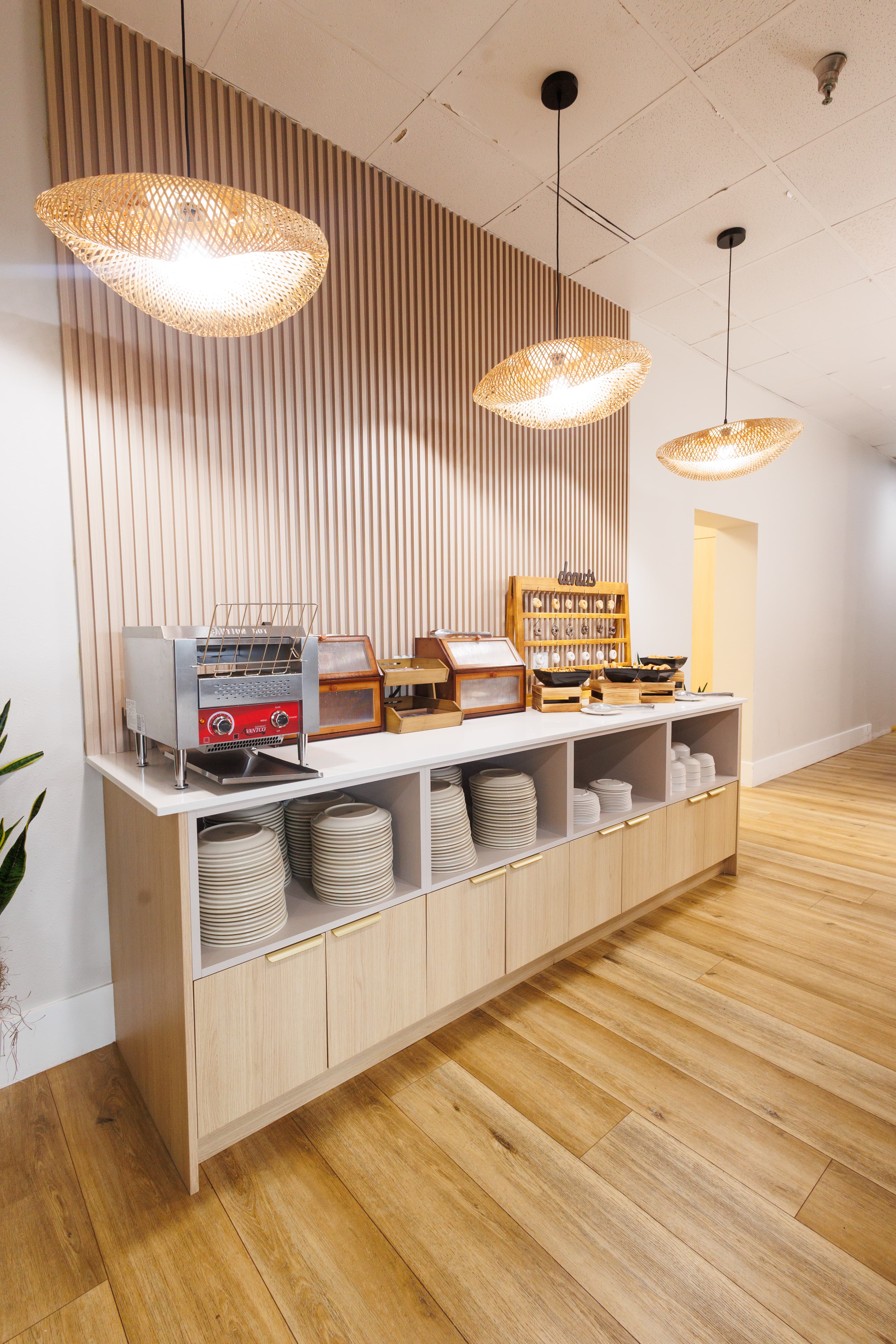 Modern Café Counter with Custom Cabinetry