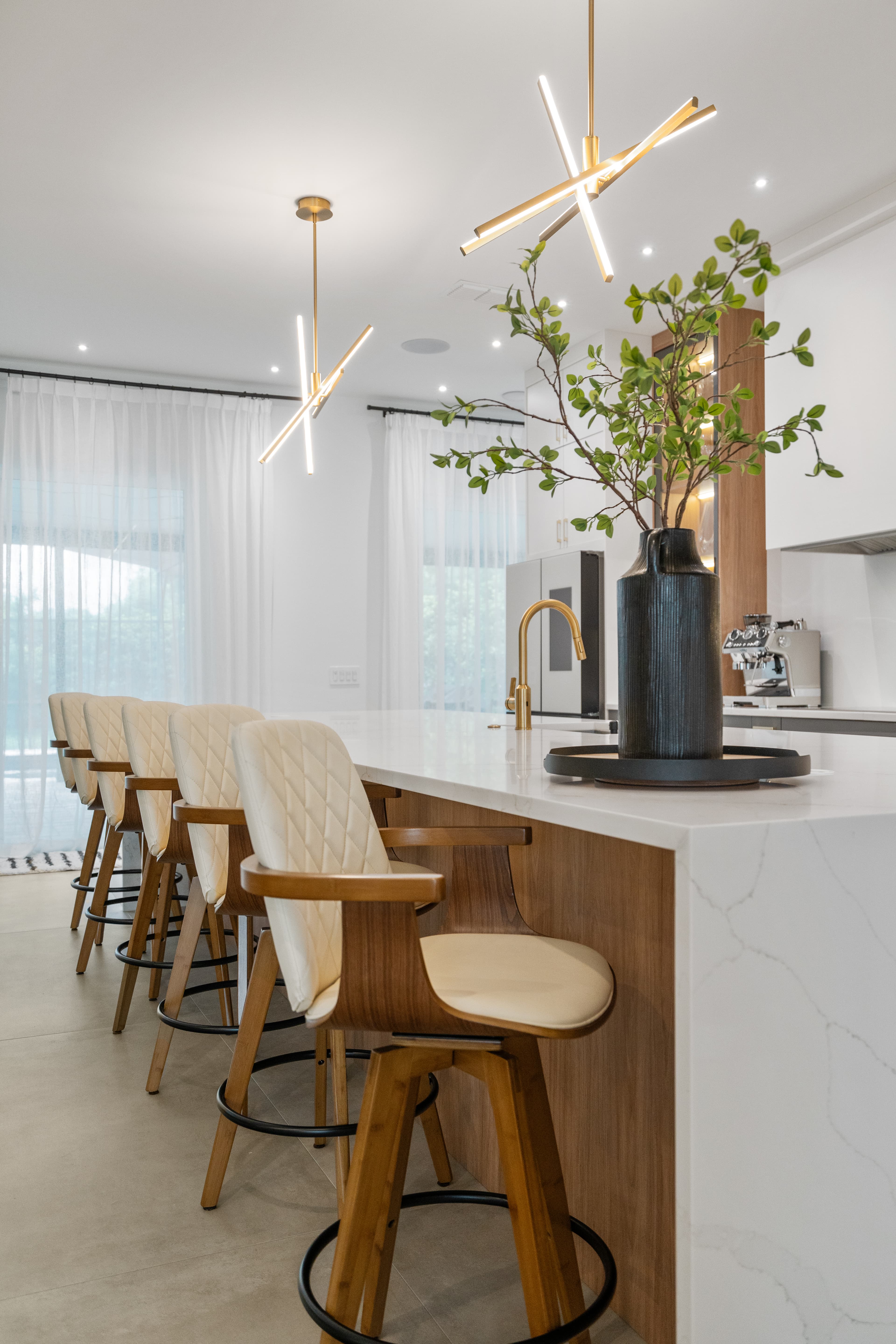 A living-room built-in, oak veneer flitched.